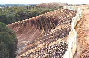 Stone wall on top of Wave Rock